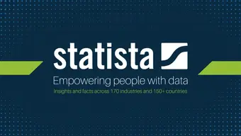 A dark blue image with the logo of Statista and its slogan: empowering people with data