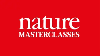 The name "nature Masterclasses" in white against a bright red background.